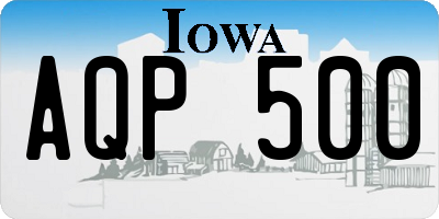 IA license plate AQP500