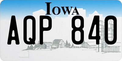IA license plate AQP840