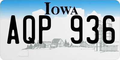 IA license plate AQP936