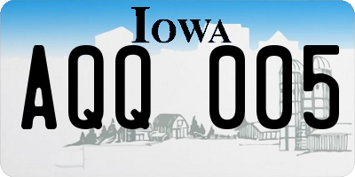 IA license plate AQQ005