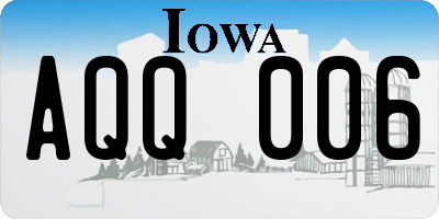 IA license plate AQQ006