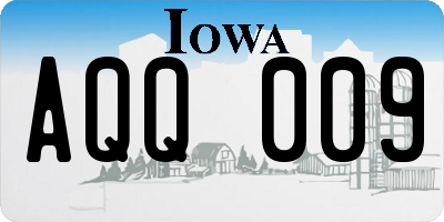 IA license plate AQQ009