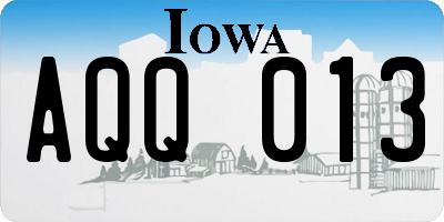 IA license plate AQQ013