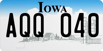 IA license plate AQQ040