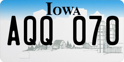 IA license plate AQQ070