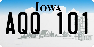 IA license plate AQQ101