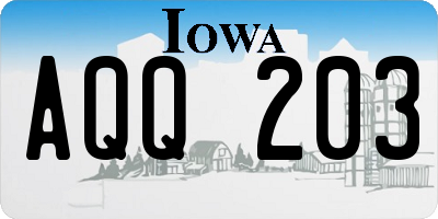 IA license plate AQQ203