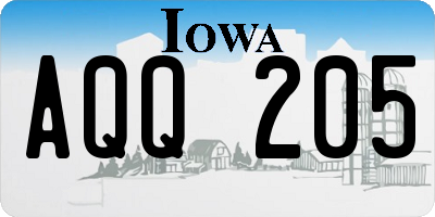 IA license plate AQQ205