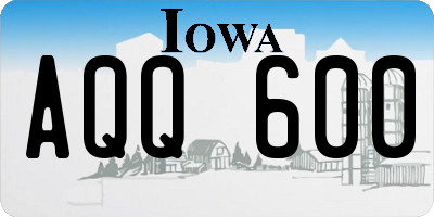 IA license plate AQQ600