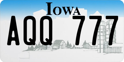 IA license plate AQQ777