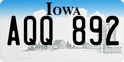 IA license plate AQQ892