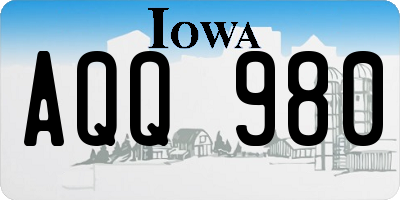 IA license plate AQQ980