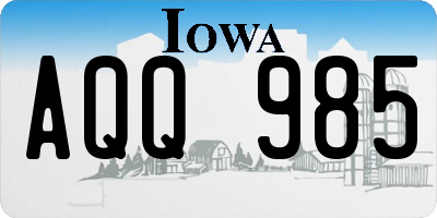 IA license plate AQQ985