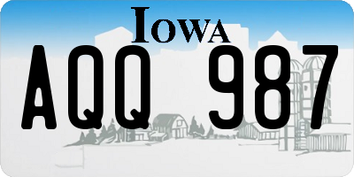 IA license plate AQQ987