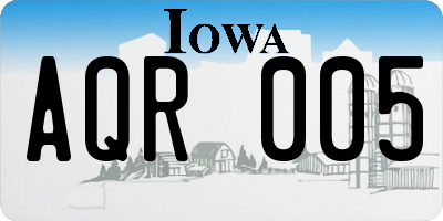 IA license plate AQR005