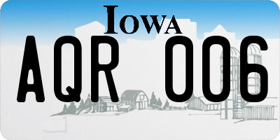 IA license plate AQR006
