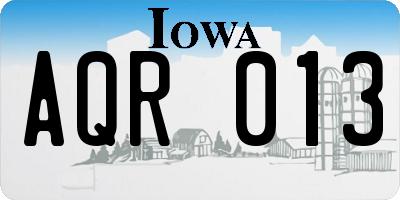 IA license plate AQR013