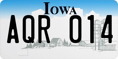 IA license plate AQR014