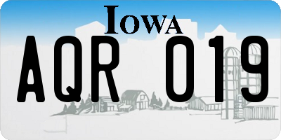IA license plate AQR019