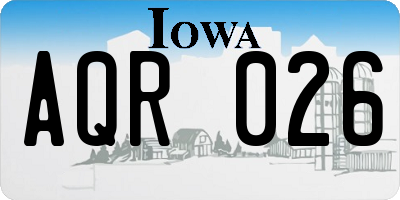 IA license plate AQR026