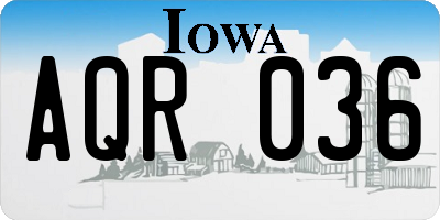 IA license plate AQR036