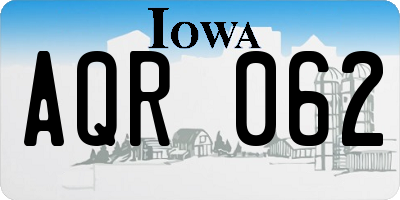 IA license plate AQR062