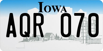 IA license plate AQR070