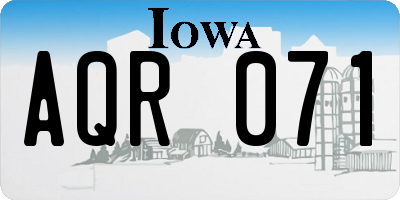 IA license plate AQR071