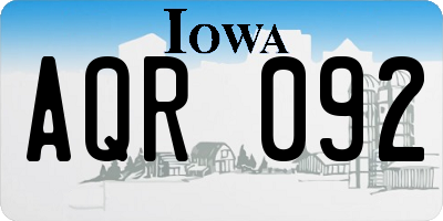 IA license plate AQR092