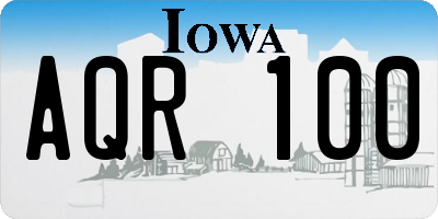 IA license plate AQR100