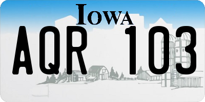 IA license plate AQR103