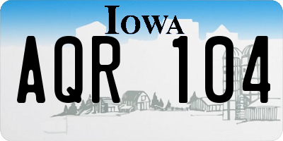 IA license plate AQR104
