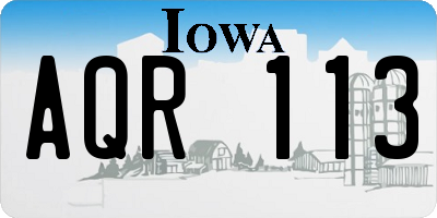 IA license plate AQR113