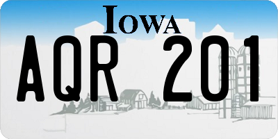 IA license plate AQR201