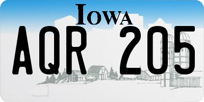 IA license plate AQR205
