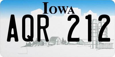 IA license plate AQR212