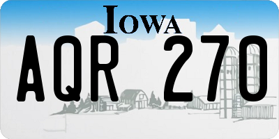 IA license plate AQR270