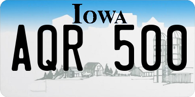 IA license plate AQR500