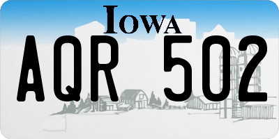 IA license plate AQR502