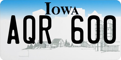 IA license plate AQR600