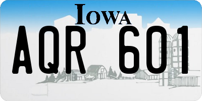 IA license plate AQR601