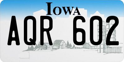 IA license plate AQR602