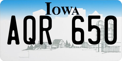 IA license plate AQR650