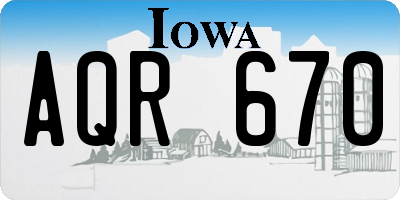 IA license plate AQR670