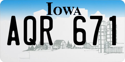 IA license plate AQR671