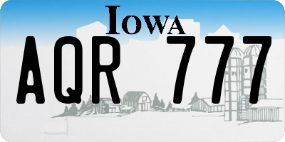 IA license plate AQR777