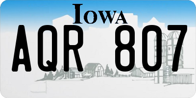 IA license plate AQR807