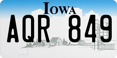 IA license plate AQR849