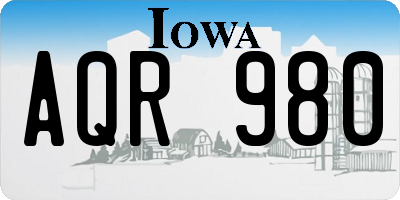IA license plate AQR980
