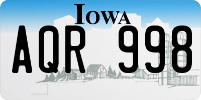 IA license plate AQR998